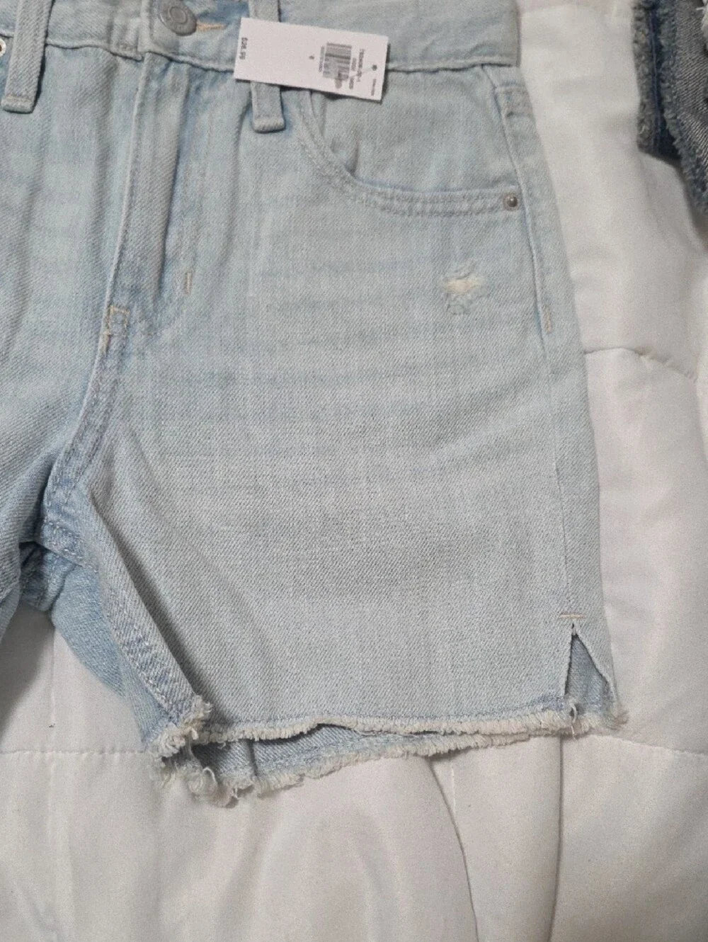 Old Navy Pale Blue High-Rise Slouchy Straight Denim Shorts